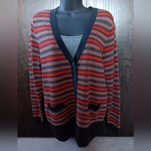 Pendleton Red and Black Striped Cardigan